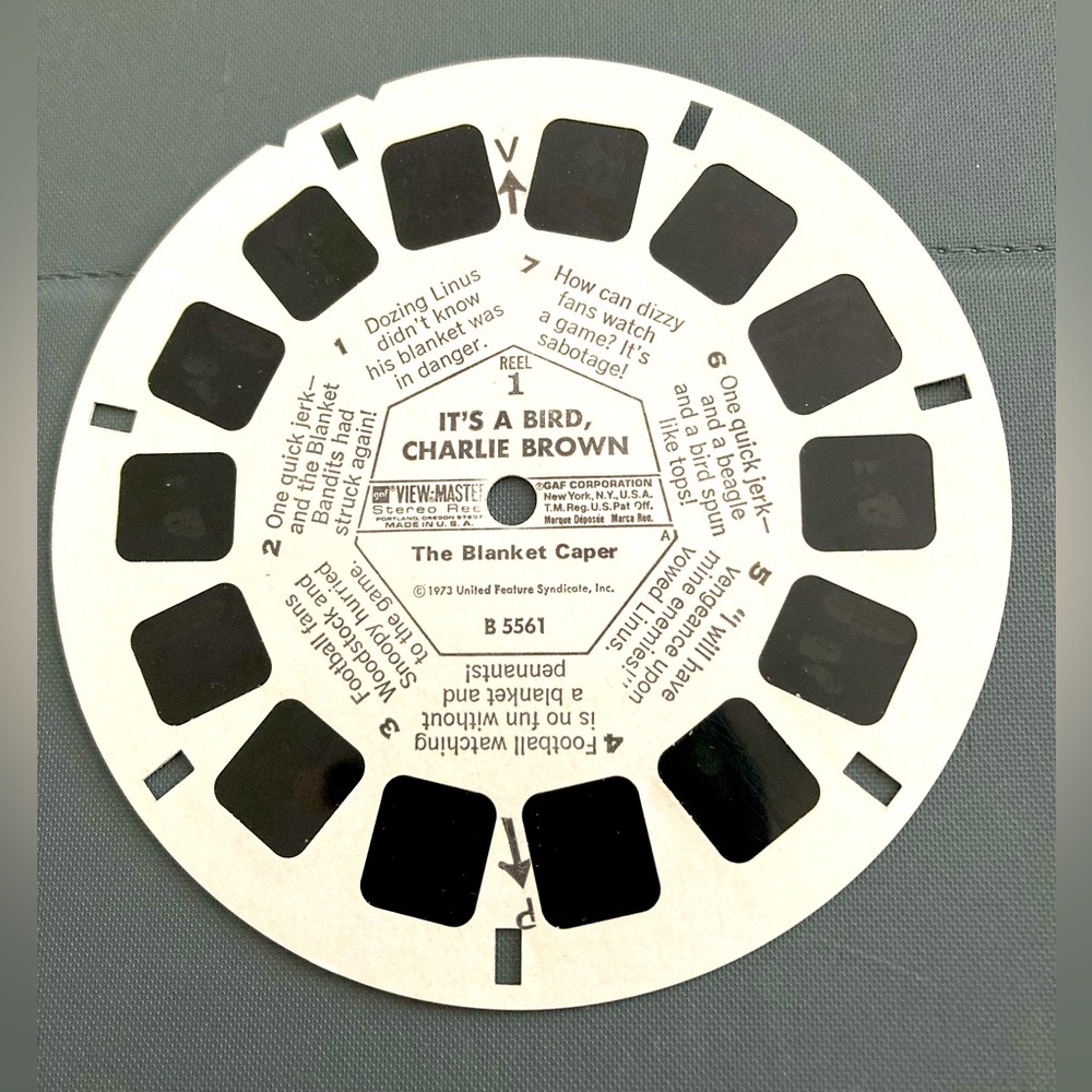 Disney View Master. 
It’s a Bird, CHARLIE BROWN. Reel One.